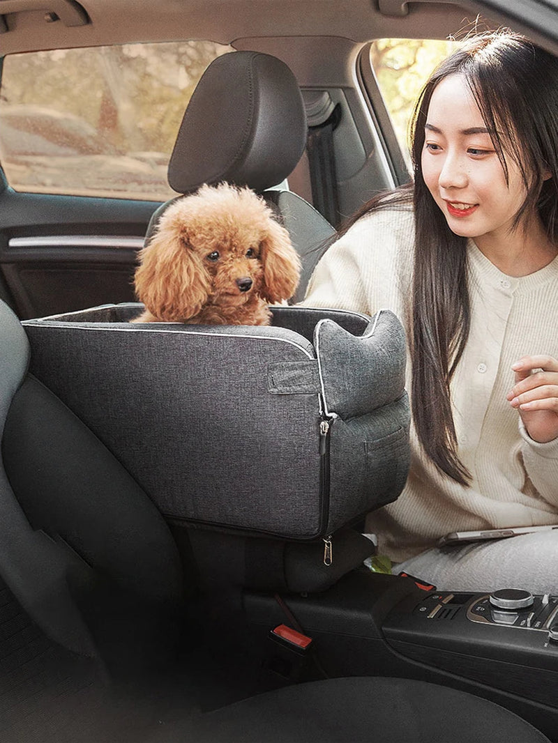 Asiento de Coche Portátil para Perros y Gatos: Cama de Seguridad para Viajes y Acompañamiento, Transportín de Protección, Casita y Accesorios de Invierno para Mascotas.
