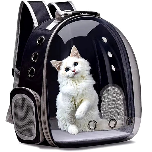 Mochila Transportadora para Gatos y Mascotas: Cápsula Transparente Tipo Burbuja, Transpirable, para Animales Pequeños, Cachorros, Gatitos y Pájaros - Ideal para Viajes.