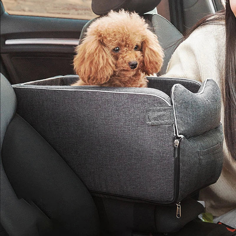 Asiento de Coche Portátil para Perros y Gatos: Cama de Seguridad para Viajes y Acompañamiento, Transportín de Protección, Casita y Accesorios de Invierno para Mascotas.