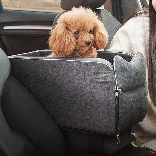 Asiento de Coche Portátil para Perros y Gatos: Cama de Seguridad para Viajes y Acompañamiento, Transportín de Protección, Casita y Accesorios de Invierno para Mascotas.