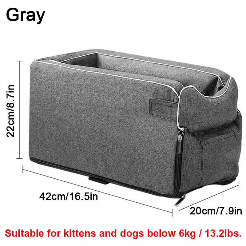Asiento de Coche Portátil para Perros y Gatos: Cama de Seguridad para Viajes y Acompañamiento, Transportín de Protección, Casita y Accesorios de Invierno para Mascotas.