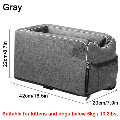 Asiento de Coche Portátil para Perros y Gatos: Cama de Seguridad para Viajes y Acompañamiento, Transportín de Protección, Casita y Accesorios de Invierno para Mascotas.