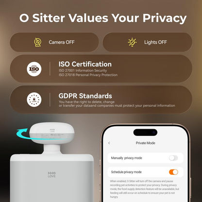 HHOLOVE O SITTER Comedero Automático para Gatos con Cámara: Con IA, Video 2K HD, Visión Nocturna, Wi-Fi 5G/2.4G, Programable, Audio de 2 Vías, Alerta de Poco Alimento y Sensor de Bloqueo (Versión con 1 Año de Suscripción).