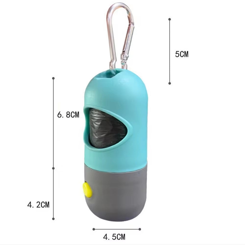 Dispensador de Bolsas para Excrementos de Perro con Luz LED: Bolsas de Residuos Degradables, Portátil para Exteriores, Bolsas de Basura para Limpieza de Perros y Gatos.