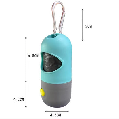 Dispensador de Bolsas para Excrementos de Perro con Luz LED: Bolsas de Residuos Degradables, Portátil para Exteriores, Bolsas de Basura para Limpieza de Perros y Gatos.