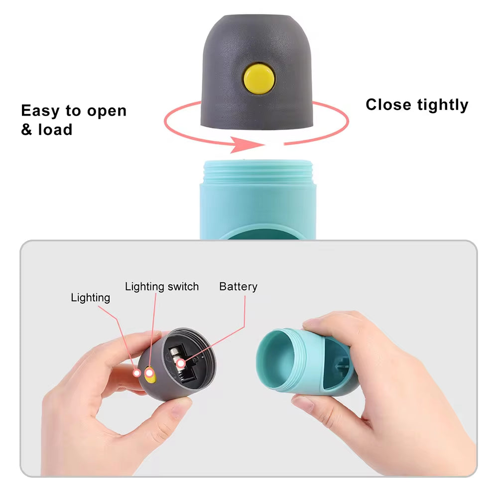 Dispensador de Bolsas para Excrementos de Perro con Luz LED: Bolsas de Residuos Degradables, Portátil para Exteriores, Bolsas de Basura para Limpieza de Perros y Gatos.